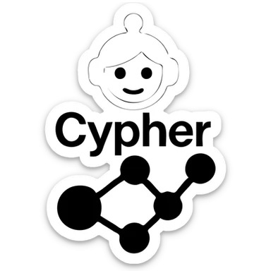 Recolor the robot head blue and change the design to look like a female robot, keeping the 'Cypher' text and graph database node-link motif. sticker