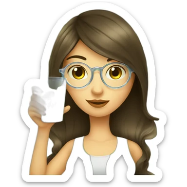 brunette girl with magnifying-glass drinking mojito sticker