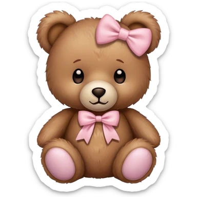 Teddy bear with light pink bow  sticker