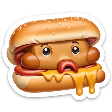 crying face with open mouth and hotdog sticker