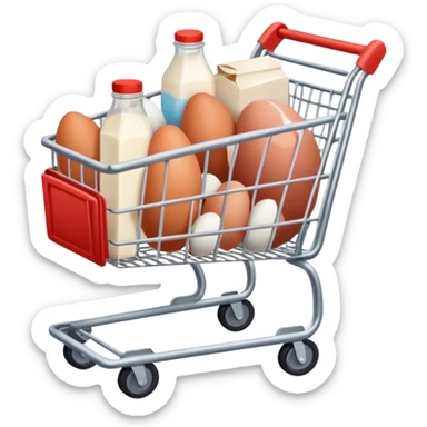 carrito de compras leche huevos carne sticker
