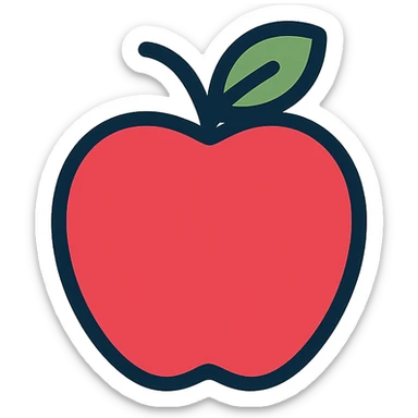 apple, lineal color icon style, black outlines with color fill, clear and friendly, suitable for UI icon sticker