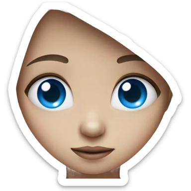 Shy girl with heart eyes blue sticker