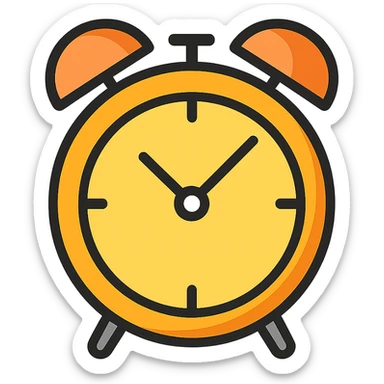 alarm clock emoji, color outline icon style, modern, classic twin bells, clear face sticker
