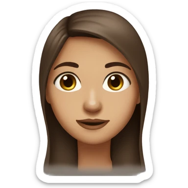 girl long straight brown hair, brown eyes, medium nose, small painted mouth umra sticker