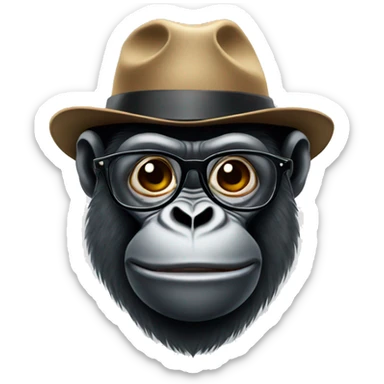 gorilla with glasses and a hat who knows about marketing sticker