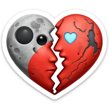 moon and mars heart sticker