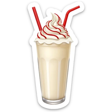 milkshake with whipped cream and red straw on top sticker