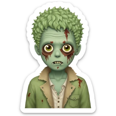 Faça um menino zumbi com cabelo cacheado  sticker