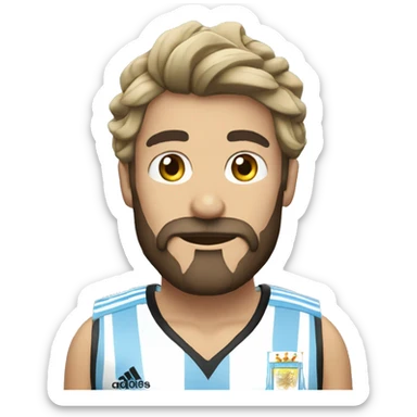 Una persona con camiseta  de argentina  con barba y una corona futbolista sticker