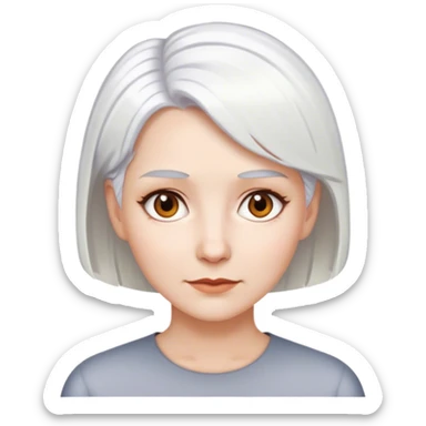 White woman with brown eyes, white hair, white skin, short cropped  hair sticker