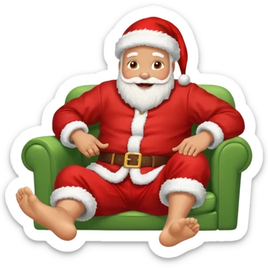 Father Christmas with his feet up and jacket off, resting after completing his deliveries  sticker