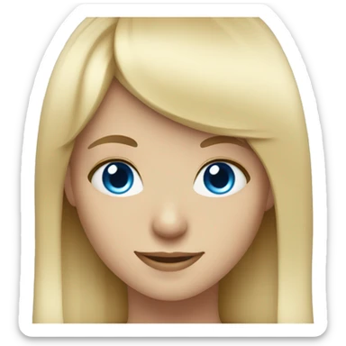 blond digital girl with bangs with blue eyes smiling sticker