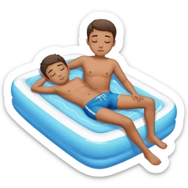 boy sleeping on a float in a swimming pool, full body sticker