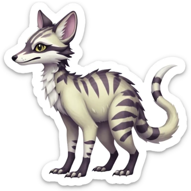 Feral Rare Fantasy dark pastel-white-gradients Vernid-Sergal-Genet-species by LiLaiRa, random markings, tufted ears, full body, 4 legs sticker