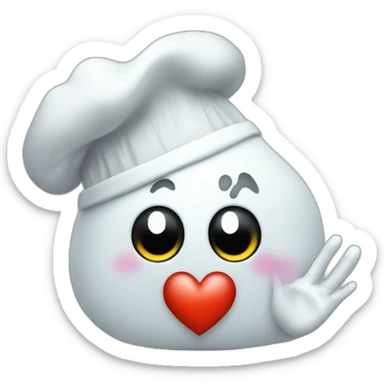 ghost with chef hat blowing a kiss heart with hand sticker