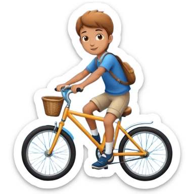 Biy riding bike in sky with moon behind him sticker