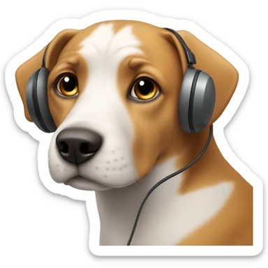 a dog wearing EarPods  sticker