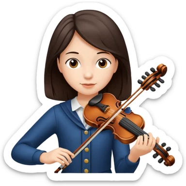 child girl dark brown hair playing violin  sticker