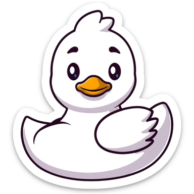 A cheerful cartoon rubber duck with a sweet face and big sparkly eyes sticker