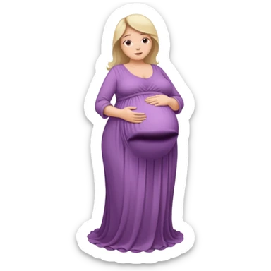 very heavily pregnant overdue woman with very large belly sticker