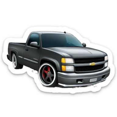 Lowered 2 door 2004 Silverado doing a burnout  sticker