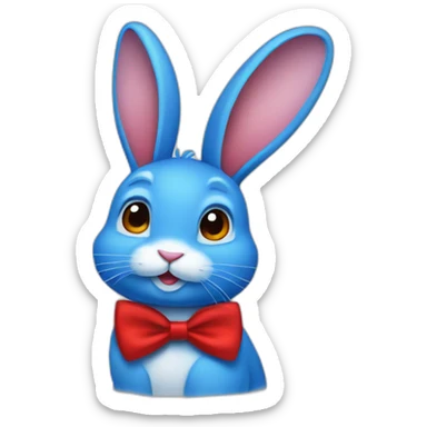 blue bunny with a red bowtie sticker