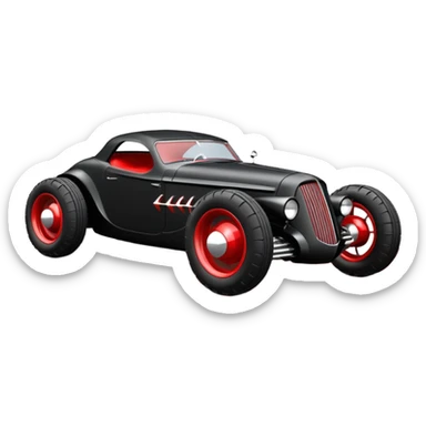  the animated series Harley Quinn aerodynamic futuristic Batmobile loosely based on 1936 cord 812 (flat long straight faceted mechanical body) stealthy town hot rod sand buggy  sticker
