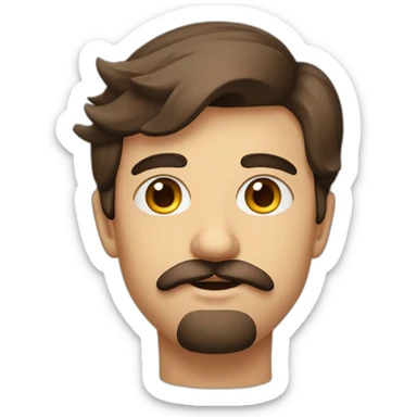 Jeune homme brun moustache gros sourcil sticker