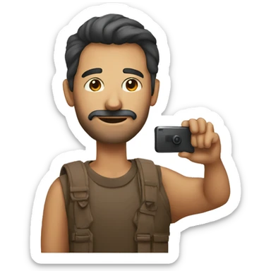 Man with phone take a photo sticker