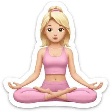 blonde yoga girl light pink clothes n sticker