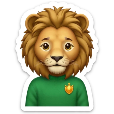 lion wearing green jumper sticker