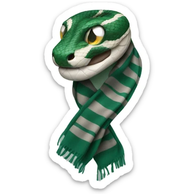 snake head with a grey and green striped winter scarf sticker