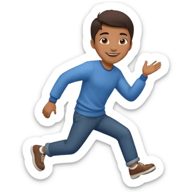 asian man tripping on sidewalk with heart eyes sticker