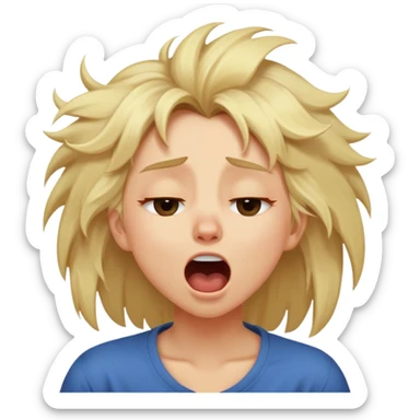 Blonde girl with messy hair with her eyes rolled back  while she’s yawning sticker