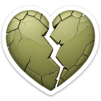 Pale olive broken heart sticker