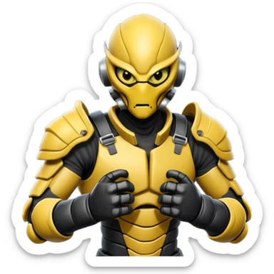 insectoid alien MMA fighter portrait, head and shoulders only, armored exoskeleton skin, sharp eyes, combat gloves, aggressive stance, 3D cartoon, mobile game icon style, clean background, no text, no watermark
 sticker