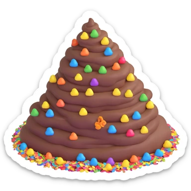pile of poo with rainbow confetti, festive and fun sticker