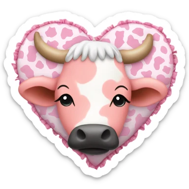 Cow print heart with pink ruffles sticker