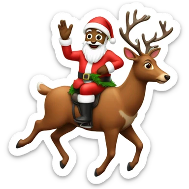Santa riding Rudolph  sticker
