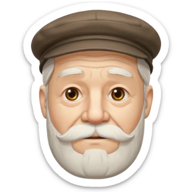 Old man white beard wearing a flat cap sticker