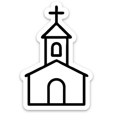outlined icon of a church, simple and clean, no fill sticker