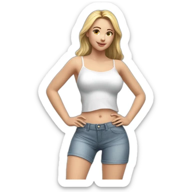 Sexy pose soft fit Realistic caucasian young girl sticker