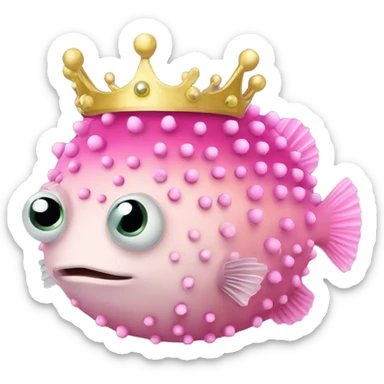 Princess Pufferfish with crown pink sticker