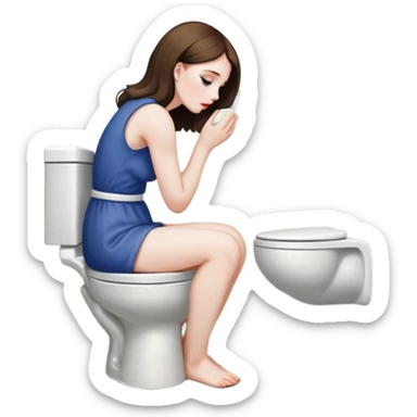 Woman sick in toilet sticker