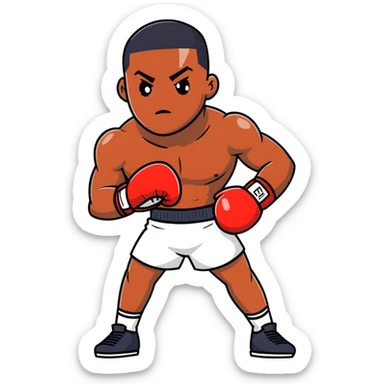 Passport photo portrait of a young 19-year-old Black male boxer, formal front-facing pose, neutral background, athletic build sticker