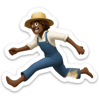 huckleberry Finn harvest goddess sprinting with wheat, with a large stride and arms outstretched sticker