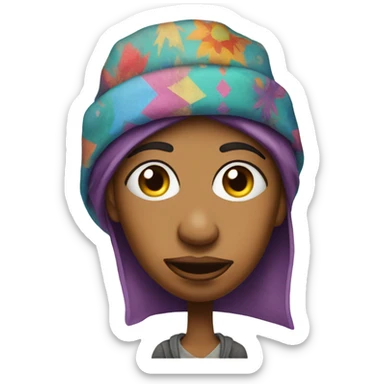 Homeless woman who hates the government but wears a fun hat sticker