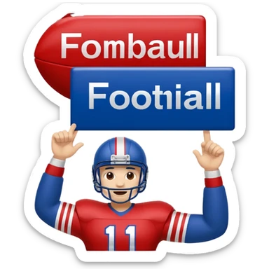 cheering sign american football in blue (#00A3E0) and red (#F9423A) sticker