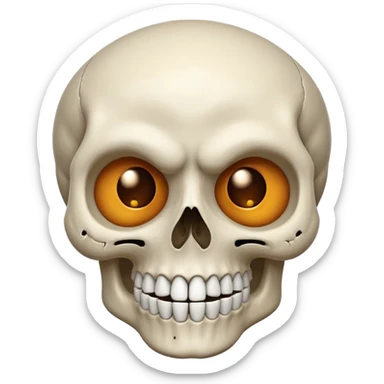 cartoonish squinting skull sticker